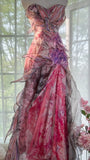 Pink Elegant Romantic Exquisite Floral Long Chiffon Ball Gown Evening Dress Party Dress Prom Dress HZ1023