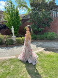 Pink Fashion Elegant Floral Long Chiffon Ball Gown Evening Dress Wedding Guest Party Dress Prom Dress HZ1023