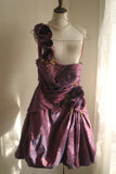 Symphony Purple Fashion Sexy Handmade Rose Flower Short Taffeta Satin Homecoming Dress Birthday Party Dress Cocktail Party Dress Evening Dress Retro Princess Dress Wedding Adult Ceremony Birthday Party HZ1023