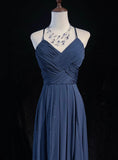 Dark Blue Shiny Fashionable Elegant Long Backless Floor Length Tulle Ball Gown Evening Gown Party Dress Prom Gown Bridesmaid Dress Graduation Gown HZ1023
