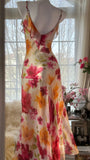 Colorful Romantic Floral Elegant Fashion Exquisite Beaded Long Chiffon Ball Dress Evening Dress Party Dress Valentine's Day Date Dress Wedding Guest Dress HZ1023