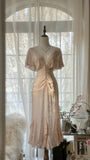 Light Pink Romantic Gorgeous Exquisite Elegant Beaded Long Chiffon Evening Dress Prom Dress Prom Dress Birthday Vacation Party Dress HZ1023
