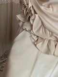Stunning Champagne Sweet Cute Short Irregular Floral and Irregular Hem Chiffon Satin Homecoming Dress Evening Dress Birthday Party Dress Prom Dress Prom Dress HZ1023