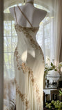 Ivory White Vintage Fashion One Shoulder Exquisite Beaded Long Chiffon Ball Gown Birthday Party Dress Cocktail Party Dress Evening Dress Prom Dress HZ1023