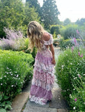 Purple Fashion Elegant Floral Long Chiffon Ball Gown Evening Dress Party Dress HZ1023