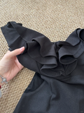 Red/Black Fashion Elegant Ruffle Neckline Short Satin Homecoming Dress Prom Dress Evening Dress Party Dress Ball Gown HZ1023