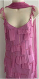 Pink Shiny Flowing Long Elegant Spaghetti Strap Chiffon Ball Gown Evening Dress Party Dress HZ1023