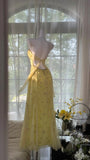 Yellow Gorgeous Exquisite Beaded Backless Spaghetti Strap Long Chiffon Ball Gown Evening Dress Birthday/Holiday Party Dress Prom Dress HZ1023