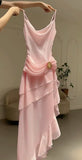 Ivory White Vintage Spaghetti Strap Long Chiffon prom dress Evening Dress Party Dress HZ1023