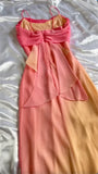 Blue/orange fashion gradient elegant spaghetti strap long chiffon prom dress evening dress party dress HZ1023
