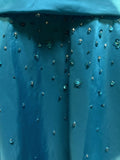 Blue Elegant Gorgeous Vintage Exquisite Beaded Long Mermaid Slim Satin Ball Gown Evening Dress Party Dress Prom Dress HZ1023