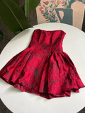 Black/Red/White Fashion Short Satin Princess Dress Homecoming Dress Birthday Party Dress Cocktail Party Dress Evening Dress Prom Dress Evening Dress HZ1023