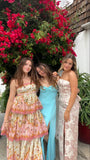 Orange fashion sweet floral layered lace long prom dress evening gown garden party dress HZ1023