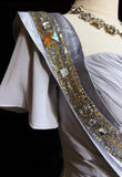 Grey Mermaid Embroidery Applique Exquisite Beading Sequin Spaghetti Strap Long satin Ball Gown Evening Gown Party Dress HZ1023