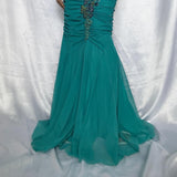 Turquoise Stunning Vintage Gorgeous Exquisite Floral Beaded Straps Long Chiffon Ball Gown Evening Dress Party Dress Prom Dress HZ1023