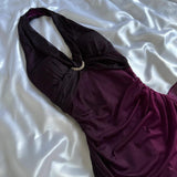 Charming Deep Purple Shiny Fashion Elegant Strap Long Chiffon prom dress Evening Dress Party Dress HZ1023