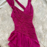 Purple Magenta Fashion Elegant Pleated Corset Midi Short Mini Asymmetric Chiffon Ruffle Homecoming Dress Prom Dress Evening Dress Party Dress Dance Dress HZ1023