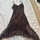 ??Brown Black Unique Vintage Gorgeous Elegant Exquisite Beaded Spaghetti Straps Long/Short Tulle Lace Homecoming Dress Prom Dress Birthday Party Dress Evening Dress Ball Dress Holiday Date Night Dress HZ1023
