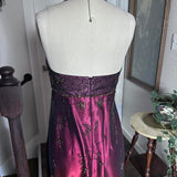 Fuchsia Vintage Fashion Stunning Elegant Exquisite Beaded Long Satin Tulle High Waist Formal Gothic Ball Gown Evening Dress Birthday Party Dress Prom Dress Graduation Dress HZ1023