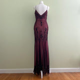 Dark Red ClassyPretty Charming Elegant Exquisite Beaded Long Chiffon Ball Gown Evening Gown Party Dress HZ1023