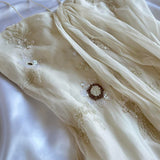 Ivory gorgeous light delicate beaded spaghetti straps long chiffon ball gown evening dress party dress HZ1023