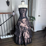 Black Brown Vintage Fashion Stunning Elegant ExquisiteLace Beaded Long Satin Formal Prom Dress Evening Dress Birthday Party Dress Ball Gown Graduation Dress HZ1023