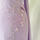 Purple Gorgeous Vintage Fashion Elegant Exquisite Floral Beading Spaghetti Strap Long Chiffon Ball Gown Evening Dress Birthday Party Dress Prom Dress HZ1023