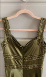Olive Green Vintage Fashion Elegant Beading Bodycon Long Prom Gown Evening Dress Party Dress HZ1023