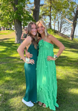 Green fashion halter neck long chiffon ball gown evening dress party dress HZ1023