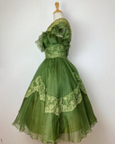 Green sweet and cute exquisite lace long tulle prom dress evening dress birthday party dress homecoming dress HZ1023