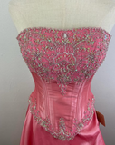 Pink Gorgeous Sparkling Exquisite Delicate Beading Long Satin Ball Gown Evening Dress Party Dress Prom Dress HZ1023