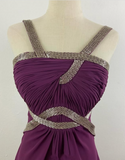 Purple Charming Simple Fashion Ruffle Elegant Strap Long Chiffon Tulle Ball Gown Evening Dress Party Dress Prom Dress Bridesmaid Dress HZ1023