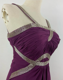 Purple Charming Simple Fashion Ruffle Elegant Strap Long Chiffon Tulle Ball Gown Evening Dress Party Dress Prom Dress Bridesmaid Dress HZ1023