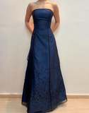 Blue Fashion Elegant Fairy Exquisite Stars Shiny Sequin Beading Spaghetti Straps Long Tulle Chiffon Satin Ball Gown Evening Dress Birthday Party Dress Prom Dress HZ1023