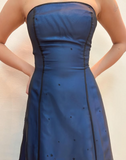Blue Fashion Elegant Fairy Exquisite Stars Shiny Sequin Beading Spaghetti Straps Long Tulle Chiffon Satin Ball Gown Evening Dress Birthday Party Dress Prom Dress HZ1023