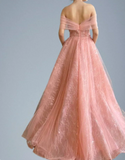 Off Shoulder Sweetheart 3D Flower Pleats Lace Pocket Tulle Prom Dresses Formal Wedding Party Gowns HZ1023