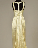 Yellow shiny elegant fashion exquisite beaded long satin floor-length prom dress evening dress party dress HZ1023