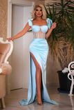 Sky Blue Sweetheart Mermaid Prom Dress HZ1023