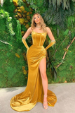 Strapless Velvet Mermaid Prom Dress Split HZ1023