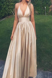 Cheap Princess/A-Line Halter Taffeta Champagne Prom Dresses HZ1023