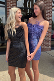 Feathered Strapless Bodycon Short Homecoming Dress HZ1023