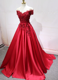 Red Satin Gorgeous Long Formal Dress, Red Party Gown HZ1023