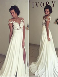 Sexy Chiffon Wedding Dress Slit Skirt, Bridal Gown ,Dresses For Brides HZ1023