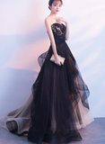 Black And Champagne Tulle Sweet 16 Dress, Beautiful Prom Dress HZ1023