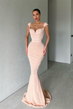 Cap Sleeves Long Sequins Prom Dress Mermaid HZ1023