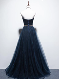 Gorgeous Navy Blue A-Line Prom Dress, Tulle Long Party Dress HZ1023