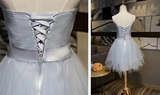 Beautiful Simple Grey Tulle Party Dress With Bow, Lovely Formal Dress HZ1023
