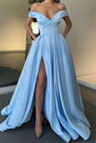 Off-the-Shoulder Long Split Prom Dress HZ1023