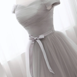 Grey Tulle Party Dress Tulle Long Formal Gown New Long Grey Gown HZ1023