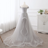 Grey Tulle Party Dress Tulle Long Formal Gown New Long Grey Gown HZ1023